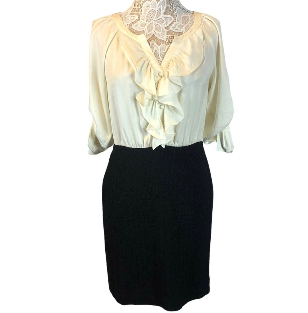 NWT Loft dress, ruffled blouse and skirt attached black & white size 6